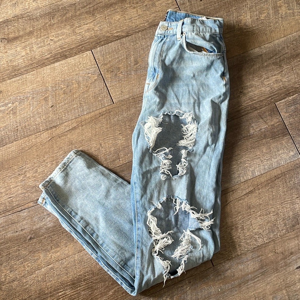 BDG Denim mom high rise ripped straight leg jeans